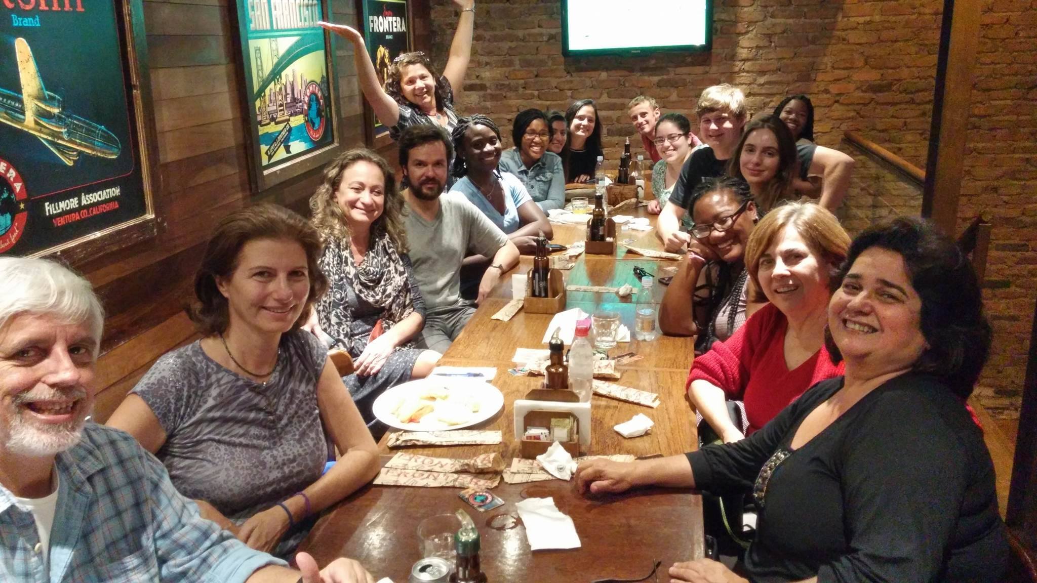 welcome dinner with Brazilian host families