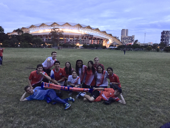 photo of group at Costa Rica soccer stadium