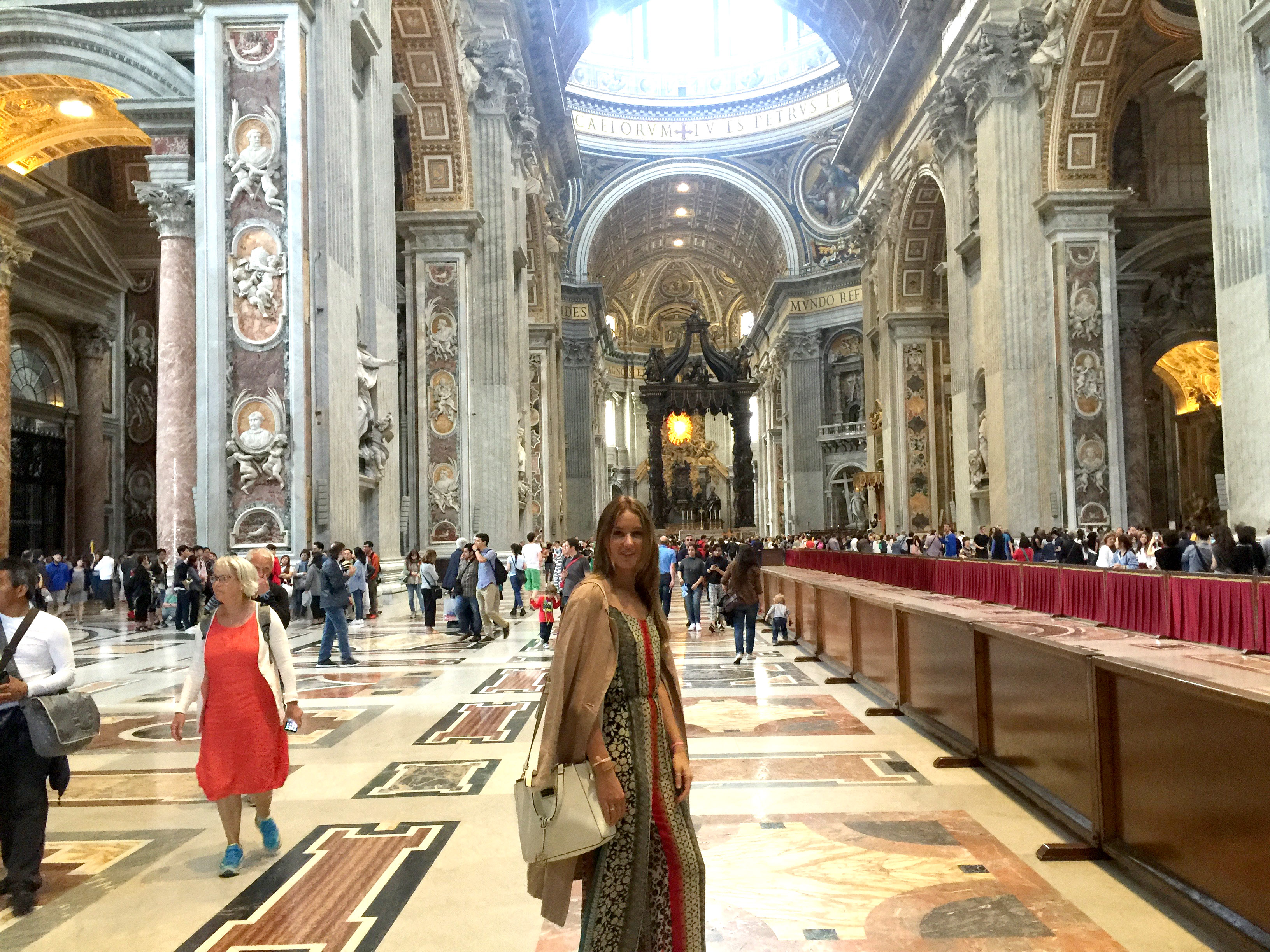 photo of Anna Kropf inside St. Peter’s Basilica in Vatican City during an adventure to Rome, Italy