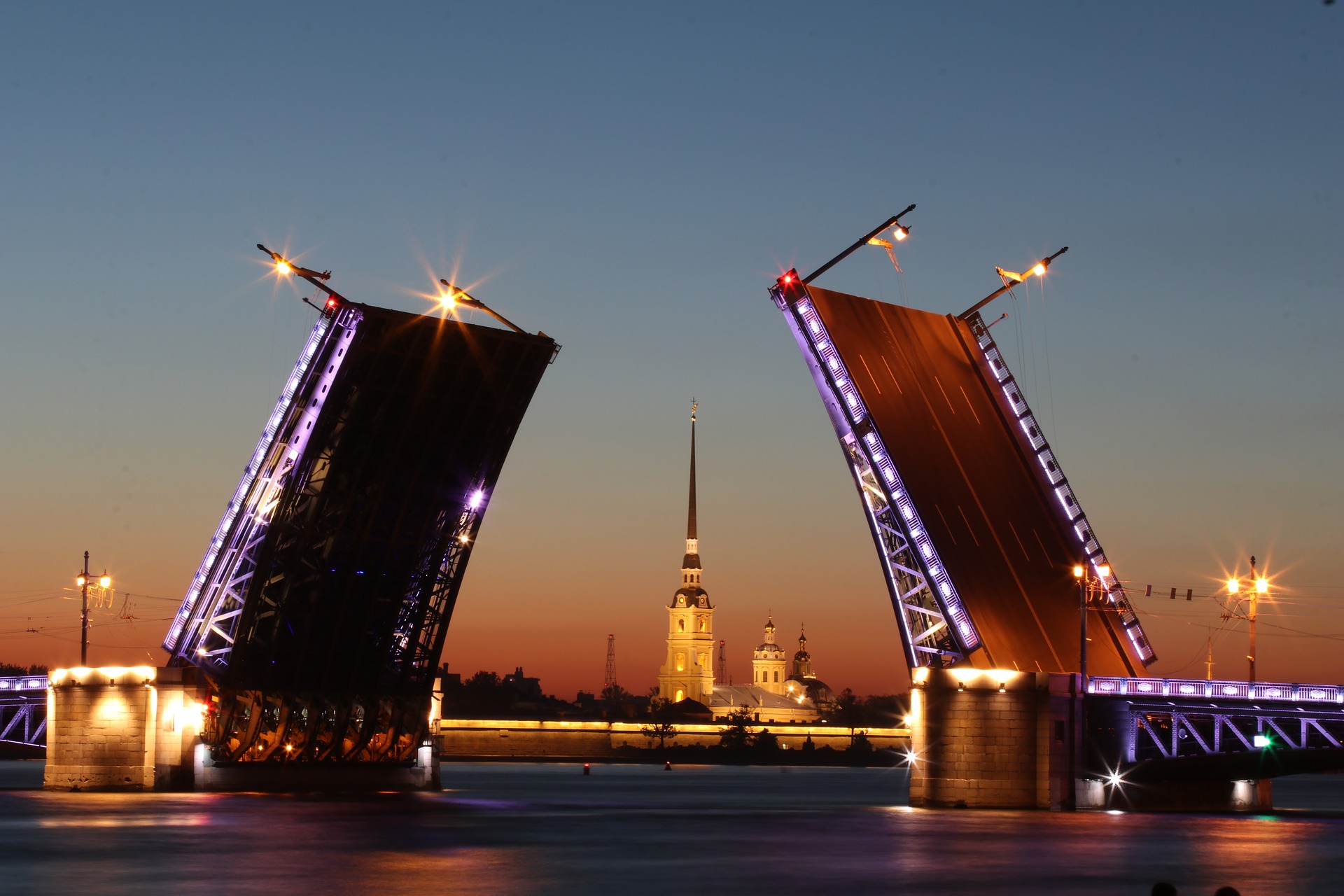 drawbridge on the River Neva Russia