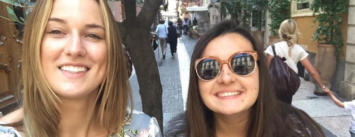 photo of Anna Kropf and Emma Paradiso enjoying the streets of Verona, Italy