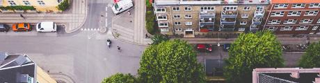 birds eye view of city street