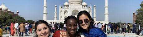 Women in front of the Taj Mahal