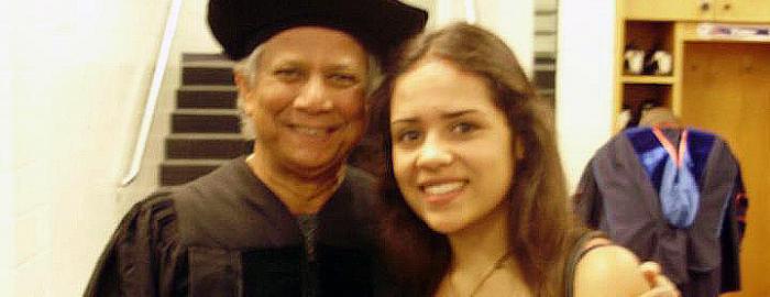 photo of Maja Islam with Nobel prize winner Mohammed Yunus