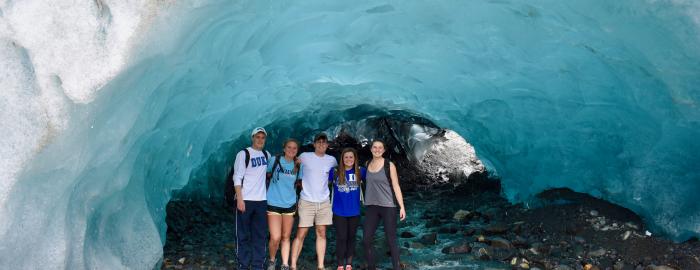 exploring the ice caves in Mendenhall Glacier (Juneau, Alaska)