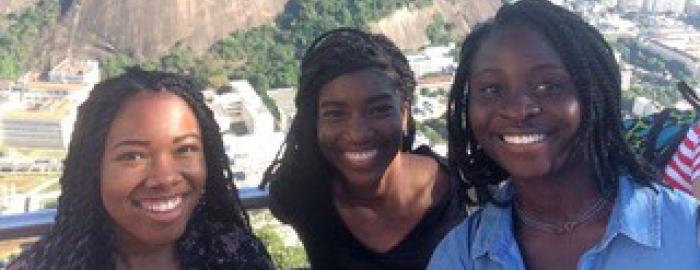 Duke in Brazil students enjoying 360-degree views from the top of Sugarloaf Mountain, Rio de Janeiro