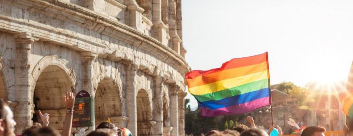 LGBTQIA+ pride flag in Rome