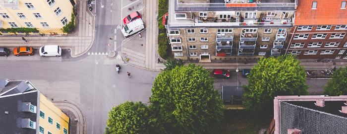 birds eye view of a city street