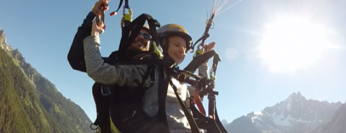 Jen going paragliding.